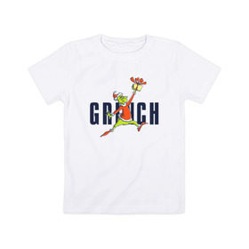 Детская футболка хлопок с принтом Гринч в Кировске, 100% хлопок | круглый вырез горловины, полуприлегающий силуэт, длина до линии бедер | Тематика изображения на принте: 