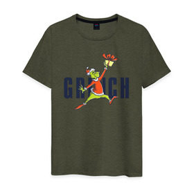 Мужская футболка хлопок с принтом Гринч в Кировске, 100% хлопок | прямой крой, круглый вырез горловины, длина до линии бедер, слегка спущенное плечо. | 