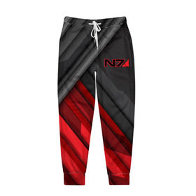 Мужские брюки 3D с принтом Mass Effect N7 в Кировске, 100% полиэстер | манжеты по низу, эластичный пояс регулируется шнурком, по бокам два кармана без застежек, внутренняя часть кармана из мелкой сетки | Тематика изображения на принте: 
