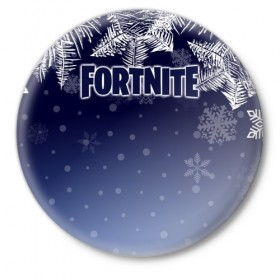 Значок с принтом Fortnite Новогодний в Кировске,  металл | круглая форма, металлическая застежка в виде булавки | 