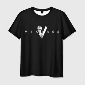 Мужская футболка 3D с принтом Vikings в Кировске, 100% полиэфир | прямой крой, круглый вырез горловины, длина до линии бедер | mgm television | vikings | викинги | майкл хёрст | скандинавия