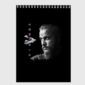 Скетчбук с принтом Vikings в Кировске, 100% бумага
 | 48 листов, плотность листов — 100 г/м2, плотность картонной обложки — 250 г/м2. Листы скреплены сверху удобной пружинной спиралью | mgm television | vikings | викинги | майкл хёрст | скандинавия