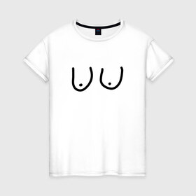 Женская футболка хлопок с принтом Грудь в Кировске, 100% хлопок | прямой крой, круглый вырез горловины, длина до линии бедер, слегка спущенное плечо | прикол | смешная футболка | юмор