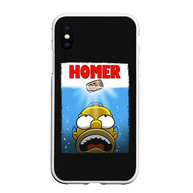 Чехол для iPhone XS Max матовый с принтом Homer в Кировске, Силикон | Область печати: задняя сторона чехла, без боковых панелей | Тематика изображения на принте: bart | beer | family | homer | jaws | lisa | maggie | marge | shark | simpson | simpsons | thesimpsons | акула | барт | гомер | лиза | мардж | мегги | семья | симпсоны | челюсти