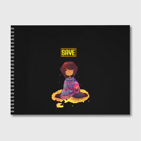 Альбом для рисования с принтом UNDERTALE FRISK в Кировске, 100% бумага
 | матовая бумага, плотность 200 мг. | chara | frisk | sans | undertale | андертале | андертейл | игра | подземная история | подземная сказка | санс | ундертале | фриск | чара