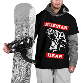 Накидка на куртку 3D с принтом RUSSIAN BEAR - WILD POWER в Кировске, 100% полиэстер |  | powerlifting | weight lifting | wild power | армрестлинг | пауэрлифтинг | россия | русский медведь | сила | спорт | тяжелая атлетика