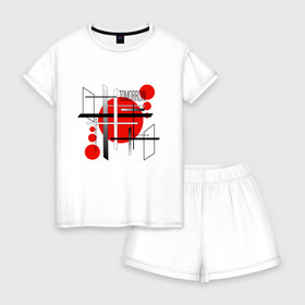 Женская пижама с шортиками хлопок с принтом JAPAN в Кировске, 100% хлопок | футболка прямого кроя, шорты свободные с широкой мягкой резинкой | абстракция | будущее | геометрия | город | жизнь | япония