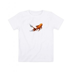 Детская футболка хлопок с принтом Золотая Рыбка в Кировске, 100% хлопок | круглый вырез горловины, полуприлегающий силуэт, длина до линии бедер | Тематика изображения на принте: золотая рыбка | рыба. рисунок