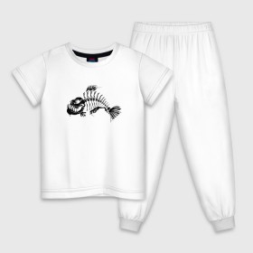 Детская пижама хлопок с принтом Скелет Рыбы в Кировске, 100% хлопок |  брюки и футболка прямого кроя, без карманов, на брюках мягкая резинка на поясе и по низу штанин
 | 
