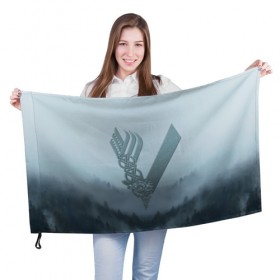 Флаг 3D с принтом vikings в Кировске, 100% полиэстер | плотность ткани — 95 г/м2, размер — 67 х 109 см. Принт наносится с одной стороны | nord | north | vikings | викинги | норвегия | север | скандинавия