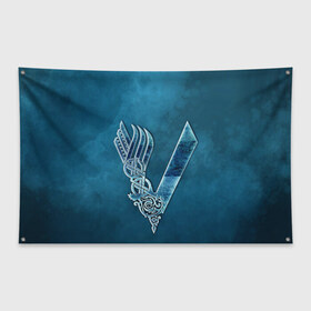Флаг-баннер с принтом vikings в Кировске, 100% полиэстер | размер 67 х 109 см, плотность ткани — 95 г/м2; по краям флага есть четыре люверса для крепления | nord | north | vikings | викинги | норвегия | север | скандинавия