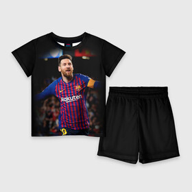 Детский костюм с шортами 3D с принтом Месси в Кировске,  |  | barca | barcelona | champions | football | messi | soccer | spain | uefa | world cup | барса | барселона | ла лига | лео месси | лига чемпионов | месси | форма | формы | футбол