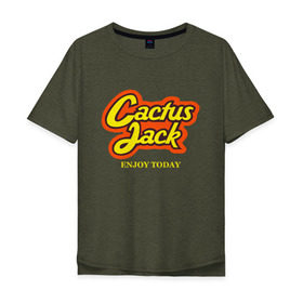 Мужская футболка хлопок Oversize с принтом Cactus Jack в Кировске, 100% хлопок | свободный крой, круглый ворот, “спинка” длиннее передней части | Тематика изображения на принте: reeses puffs | travis scott | джэк | кактус | трэвис скотт