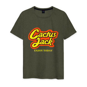 Мужская футболка хлопок с принтом Cactus Jack в Кировске, 100% хлопок | прямой крой, круглый вырез горловины, длина до линии бедер, слегка спущенное плечо. | Тематика изображения на принте: reeses puffs | travis scott | джэк | кактус | трэвис скотт