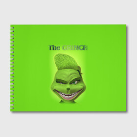 Альбом для рисования с принтом Grinch Face в Кировске, 100% бумага
 | матовая бумага, плотность 200 мг. | christmas | claus | grinch stole | how the | jingle | merry | santa | гринч | гуманоид | диккенс | ктоград | олени | рождество | снежинки | чарльз