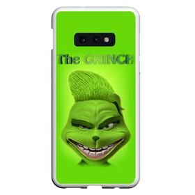 Чехол для Samsung S10E с принтом Grinch Face в Кировске, Силикон | Область печати: задняя сторона чехла, без боковых панелей | Тематика изображения на принте: christmas | claus | grinch stole | how the | jingle | merry | santa | гринч | гуманоид | диккенс | ктоград | олени | рождество | снежинки | чарльз