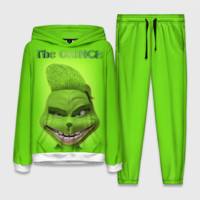 Женский костюм 3D (с толстовкой) с принтом Grinch Face в Кировске,  |  | christmas | claus | grinch stole | how the | jingle | merry | santa | гринч | гуманоид | диккенс | ктоград | олени | рождество | снежинки | чарльз