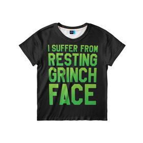 Детская футболка 3D с принтом Grinch Face в Кировске, 100% гипоаллергенный полиэфир | прямой крой, круглый вырез горловины, длина до линии бедер, чуть спущенное плечо, ткань немного тянется | 
