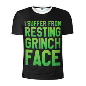 Мужская футболка 3D спортивная с принтом Grinch Face в Кировске, 100% полиэстер с улучшенными характеристиками | приталенный силуэт, круглая горловина, широкие плечи, сужается к линии бедра | Тематика изображения на принте: 