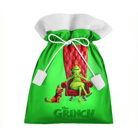 Подарочный 3D мешок с принтом The Grinch в Кировске, 100% полиэстер | Размер: 29*39 см | christmas | claus | grinch stole | how the | jingle | merry | santa | гринч | гуманоид | диккенс | ктоград | олени | рождество | снежинки | чарльз