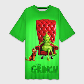 Платье-футболка 3D с принтом The Grinch в Кировске,  |  | christmas | claus | grinch stole | how the | jingle | merry | santa | гринч | гуманоид | диккенс | ктоград | олени | рождество | снежинки | чарльз