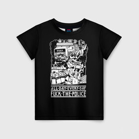 Детская футболка 3D с принтом Fuck the police в Кировске, 100% гипоаллергенный полиэфир | прямой крой, круглый вырез горловины, длина до линии бедер, чуть спущенное плечо, ткань немного тянется | hooligan | police | протест