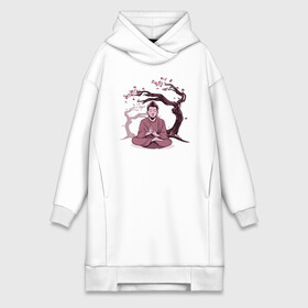 Платье-худи хлопок с принтом Будда Сакура в Кировске,  |  | Тематика изображения на принте: buddha | medidate | medidation | sakura | yoga | буда | будда | йога | медитация | сакура | япония