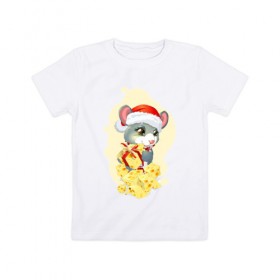 Детская футболка хлопок с принтом Новый год - праздник крысы в Кировске, 100% хлопок | круглый вырез горловины, полуприлегающий силуэт, длина до линии бедер | 
