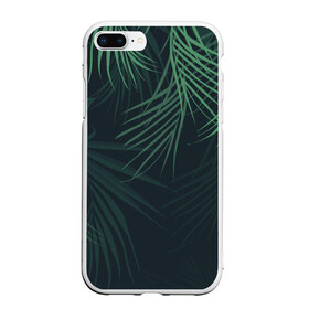 Чехол для iPhone 7Plus/8 Plus матовый с принтом Пальмовый узор в Кировске, Силикон | Область печати: задняя сторона чехла, без боковых панелей | джунгли | зелёный | лепестки | лепесток | лес | листья | пальма | пальмы | папоротник | салатовый | тропики | черный