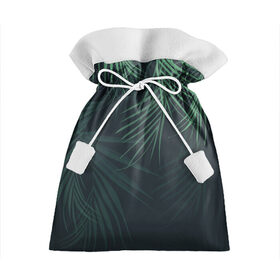 Подарочный 3D мешок с принтом Пальмовый узор в Кировске, 100% полиэстер | Размер: 29*39 см | джунгли | зелёный | лепестки | лепесток | лес | листья | пальма | пальмы | папоротник | салатовый | тропики | черный