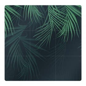 Магнитный плакат 3Х3 с принтом Пальмовый узор в Кировске, Полимерный материал с магнитным слоем | 9 деталей размером 9*9 см | джунгли | зелёный | лепестки | лепесток | лес | листья | пальма | пальмы | папоротник | салатовый | тропики | черный
