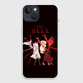 Чехол для iPhone 13 с принтом Hazbin Hotel. Welcome to Hell в Кировске,  |  | Тематика изображения на принте: alastor | angel | charlie | dust | hazbin | hotel | husk | katie | pentious | sir | vaggie | аластор | вэгги | даст | кэти | отель | пентиус | сэр | хазбин | хаск | чарли | энджел