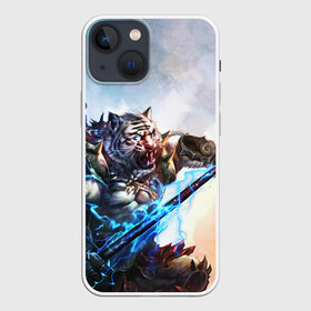 Чехол для iPhone 13 mini с принтом Warrior Zoomorph в Кировске,  |  | mmorpg | perfect world | pw | амфибии | воин | древние | друид | жнец | жрец | зооморфы | идеальный мир | лучник | люди | маг | оборотень | паладин | пв | сиды | страж | стрелок | тени | шаман