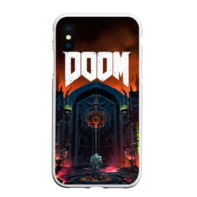 Чехол для iPhone XS Max матовый с принтом DOOM - Hellgate в Кировске, Силикон | Область печати: задняя сторона чехла, без боковых панелей | doom | eternal | game | gate | hell | horror | ад | врата | дум | игра | персонаж | хоррор | шутер