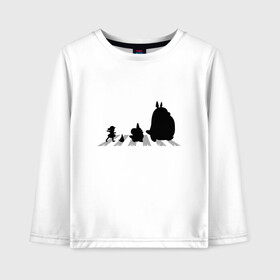 Детский лонгслив хлопок с принтом Totoro Beatles в Кировске, 100% хлопок | круглый вырез горловины, полуприлегающий силуэт, длина до линии бедер | abbey road | beatles | forest | friend | ghibli | japan | keeper | miyazaki | music | nature | neigbor | neighbo | rock | totoro | анимация | аниме | битлз | гибли | друг | животные | лес | любовь | милый | мир | миядзаки | музыка | мульт | мультфильм | п