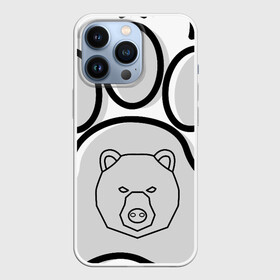 Чехол для iPhone 13 Pro с принтом Душа севера   след медведя в Кировске,  |  | Тематика изображения на принте: душасевера | животные | медведь | север | след