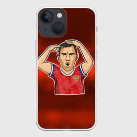 Чехол для iPhone 13 mini с принтом Дзюба Russia edition в Кировске,  |  | champions league | euro | russia | zenit | дзюба | евро | зенит | лига чемпионов