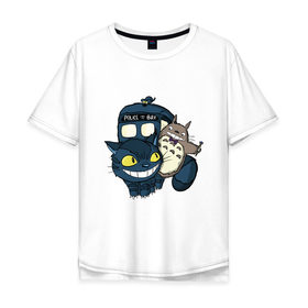 Мужская футболка хлопок Oversize с принтом Tardis Totoro в Кировске, 100% хлопок | свободный крой, круглый ворот, “спинка” длиннее передней части | doctor who | forest | friend | ghibli | japan | keeper | miyazaki | nature | neigbor | neighbour | tardis | totoro | анимация | аниме | гибли | доктор кто | друг | животные | кот | лес | любовь | милый | мир | миядзаки | мульт | мультфильм | приключения |