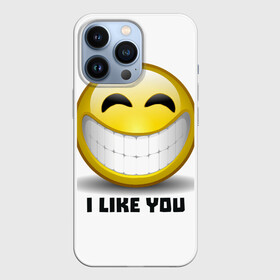 Чехол для iPhone 13 Pro с принтом I like you в Кировске,  |  | emoji | зубы | интернет | любовь | мем | настроение | симпатия | смайл | смайлик | улыбка | эмоджи