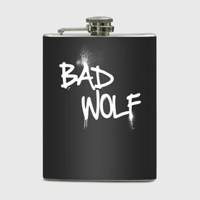 Фляга с принтом Bad wolf в Кировске, металлический корпус | емкость 0,22 л, размер 125 х 94 мм. Виниловая наклейка запечатывается полностью | Тематика изображения на принте: bbc | dimension | dr who | jenna coleman | jodie whittaker | matt smith | relative | resolution | space | tardis | the doctor | time | галлифрей | джоди уиттакер | доктор кто | тардис