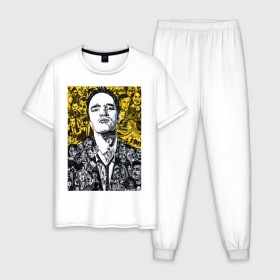 Мужская пижама хлопок с принтом Tarantino x films в Кировске, 100% хлопок | брюки и футболка прямого кроя, без карманов, на брюках мягкая резинка на поясе и по низу штанин
 | здезда | квентин | тарантино | фильм