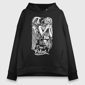 Женское худи Oversize хлопок с принтом Dont Blink Доктор Кто в Кировске, френч-терри — 70% хлопок, 30% полиэстер. Мягкий теплый начес внутри —100% хлопок | боковые карманы, эластичные манжеты и нижняя кромка, капюшон на магнитной кнопке | doctor who | dont blink | time lord | weeping angels | доктор | доктор кто | не моргай | плачущие ангелы | плачущий ангел | повелитель времени