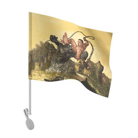 Флаг для автомобиля с принтом Aniki Fight Art в Кировске, 100% полиэстер | Размер: 30*21 см | aniki | aquarell | art | billy | billy herrington | gachi | gachimuchi | van | акварель | аники | арт | вэн | гачи | гачибасс | гачимучи