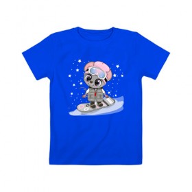 Детская футболка хлопок с принтом Милая мышка на сноуборде в Кировске, 100% хлопок | круглый вырез горловины, полуприлегающий силуэт, длина до линии бедер | Тематика изображения на принте: 