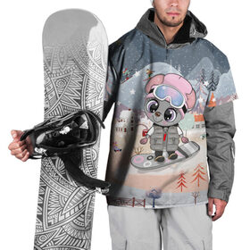Накидка на куртку 3D с принтом Милая мышка на сноуборде в Кировске, 100% полиэстер |  | Тематика изображения на принте: 