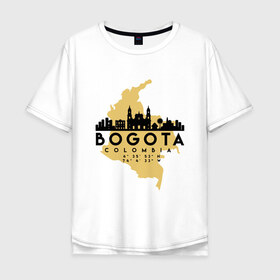 Мужская футболка хлопок Oversize с принтом Богота (Колумбия) в Кировске, 100% хлопок | свободный крой, круглый ворот, “спинка” длиннее передней части | bogota | city | columbia | travel | богота | город | европа | карта | колумбия | мир | приключение | путешествие | столица | страна | туризм | турист | флаг