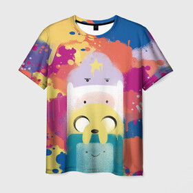 Мужская футболка 3D с принтом Adventure Time в Кировске, 100% полиэфир | прямой крой, круглый вырез горловины, длина до линии бедер | adventure time | dsgnosadchaya | vdosadir | бимо | время приключений | джейк | пендлтон уорд | пупырка | финн