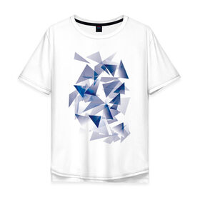 Мужская футболка хлопок Oversize с принтом Частицы в Кировске, 100% хлопок | свободный крой, круглый ворот, “спинка” длиннее передней части | геометрия | минимализм | рисунок | треугольники | частицы