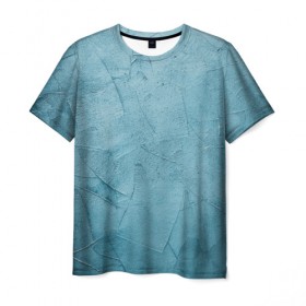 Мужская футболка 3D с принтом Оттенки синего в Кировске, 100% полиэфир | прямой крой, круглый вырез горловины, длина до линии бедер | камень | краска | краски | синий | стена | текстура | фон | штукатурка