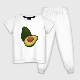 Детская пижама хлопок с принтом Авокадо в Кировске, 100% хлопок |  брюки и футболка прямого кроя, без карманов, на брюках мягкая резинка на поясе и по низу штанин
 | авокадо | еда | рисунок